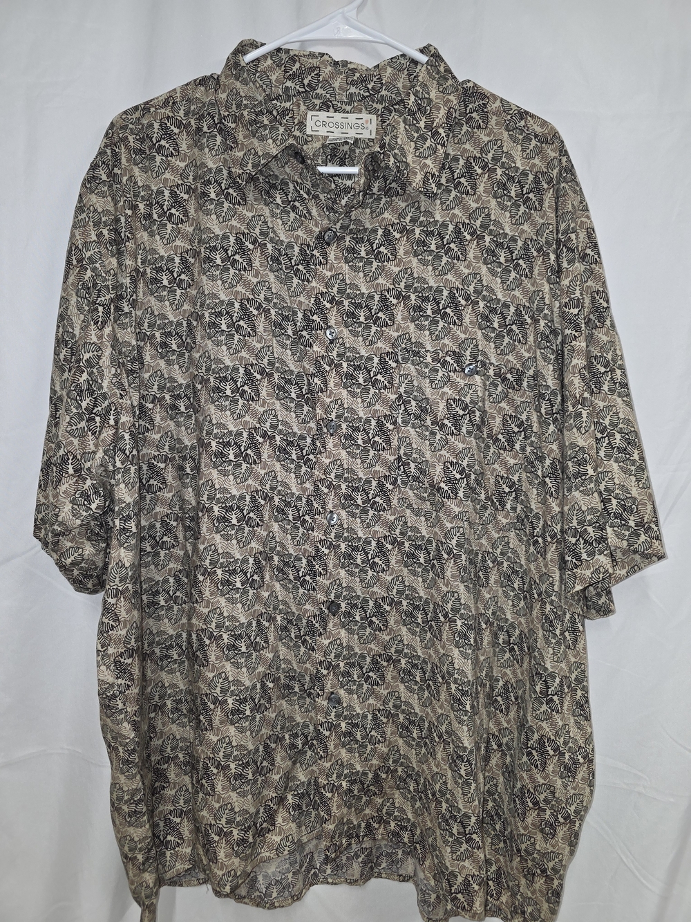 Crossings Men's Beige Floral Casual Button-Down Shirt